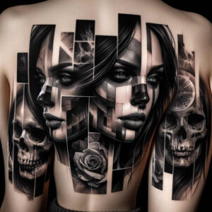 expressive-visage – tattoo design ideas free ai generated – realism-dynamic-shadows – for-neck – Gallery: faces-inkby-ai