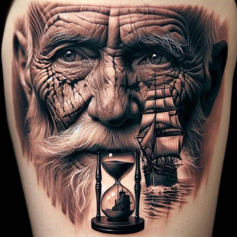 expressive-visage – tattoo design ideas free ai generated – surrealism-ambiguous-space – for-full-back – Gallery: faces-inkby-ai