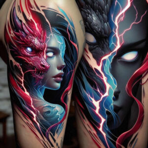 expressive-visage – tattoo design ideas free ai generated – surrealism-psychological-depth – for-stomach – Gallery: faces-inkby-ai