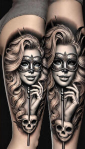 face-and-eyes – tattoo design ideas free ai generated – neotraditional-artistic-contrast – for-collarbone – Gallery: faces-inkby-ai