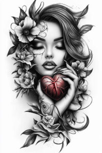 face-and-eyes – tattoo design ideas free ai generated – neotraditional-rich-shading – for-foot – Gallery: faces-inkby-ai