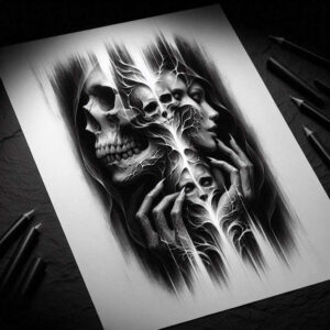 face-and-mouth – tattoo design ideas free ai generated – realism-smooth-blackwork – for-scapula – Gallery: faces-inkby-ai