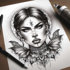 face-and-mouth – tattoo design ideas free ai generated – surrealism-psychological-depth – for-side – Gallery: faces-inkby-ai