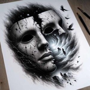 face – tattoo design ideas free ai generated – neotraditional-dynamic-linework – for-wrist-side – Gallery: faces-inkby-ai