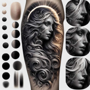 face – tattoo design ideas free ai generated – realism-balanced-light – for-temple – Gallery: faces-inkby-ai