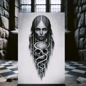 face-with-eyes – tattoo design ideas free ai generated – neotraditional-bold-texture – for-upper-arm – Gallery: faces-inkby-ai