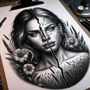 face-with-eyes – tattoo design ideas free ai generated – neotraditional-classic-motifs – for-lower-chest – Gallery: faces-inkby-ai