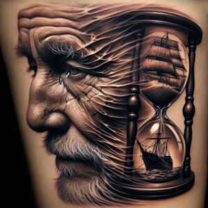 face-with-eyes – tattoo design ideas free ai generated – realism-light-and-shadow-play – for-scapula – Gallery: faces-inkby-ai
