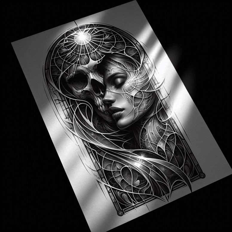 face-with-eyes – tattoo design ideas free ai generated – surrealism-fluid-motion – for-spine – Gallery: faces-inkby-ai