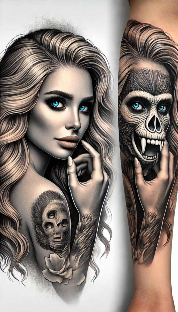 face-with-eyes – tattoo design ideas free ai generated – surrealism-subconscious-themes – for-foot – Gallery: faces-inkby-ai