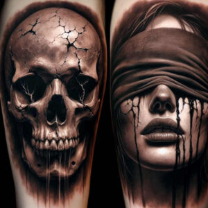 face-with-eyes – tattoo design ideas free ai generated – surrealism-visionary – for-upper-shoulder – Gallery: faces-inkby-ai