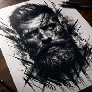 face-with-halo – tattoo design ideas free ai generated – realism-hyper-realistic – for-side – Gallery: faces-inkby-ai