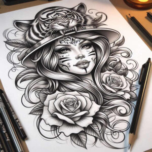 face-with-halo – tattoo design ideas free ai generated – realism-light-play – for-ankle – Gallery: faces-inkby-ai