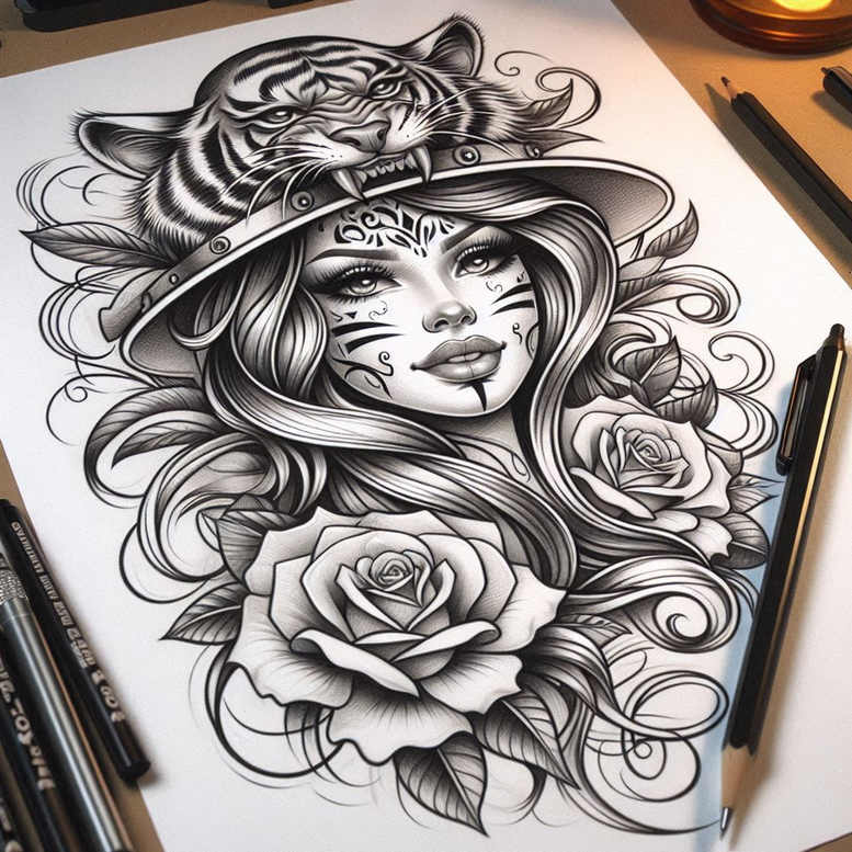 face-with-halo – tattoo design ideas free ai generated – realism-light-play – for-ankle – Gallery: faces-inkby-ai