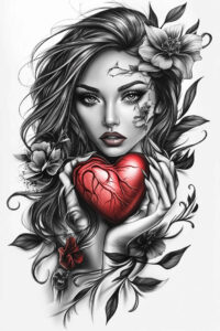 face-with-halo – tattoo design ideas free ai generated – realism-real-shadows – for-upper-chest – Gallery: faces-inkby-ai