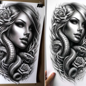 face-with-halo – tattoo design ideas free ai generated – surrealism-unreal-light – for-chest – Gallery: faces-inkby-ai