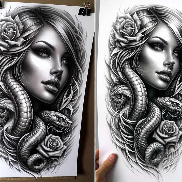 face-with-halo – tattoo design ideas free ai generated – surrealism-unreal-light – for-chest – Gallery: faces-inkby-ai