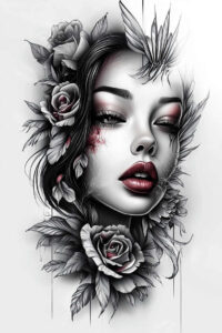 face-with-light-effects – tattoo design ideas free ai generated – realism-glass-effect – for-neck – Gallery: faces-inkby-ai