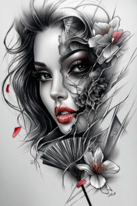 face-with-light-effects – tattoo design ideas free ai generated – realism-photorealistic-drawing – for-side-torso – Gallery: faces-inkby-ai