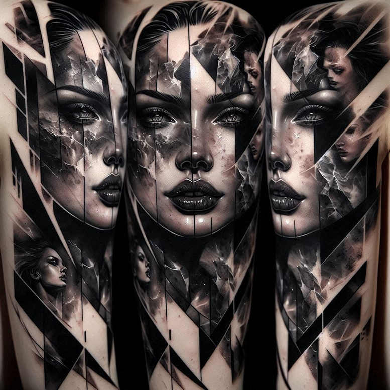face-with-lips – tattoo design ideas free ai generated – realism-natural-color-palette – for-toe – Gallery: faces-inkby-ai