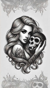 face-with-lips – tattoo design ideas free ai generated – surrealism-symbolism – for-back-of-neck – Gallery: faces-inkby-ai
