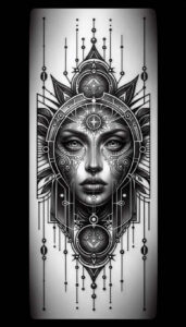 face-with-nose – tattoo design ideas free ai generated – neotraditional-color-overlays – for-palm – Gallery: faces-inkby-ai