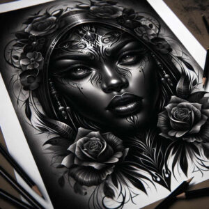 face-with-nose – tattoo design ideas free ai generated – realism-realistic – for-collarbone – Gallery: faces-inkby-ai