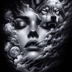 face-with-nose – tattoo design ideas free ai generated – surrealism-phantom-shadows – for-upper-arm – Gallery: faces-inkby-ai