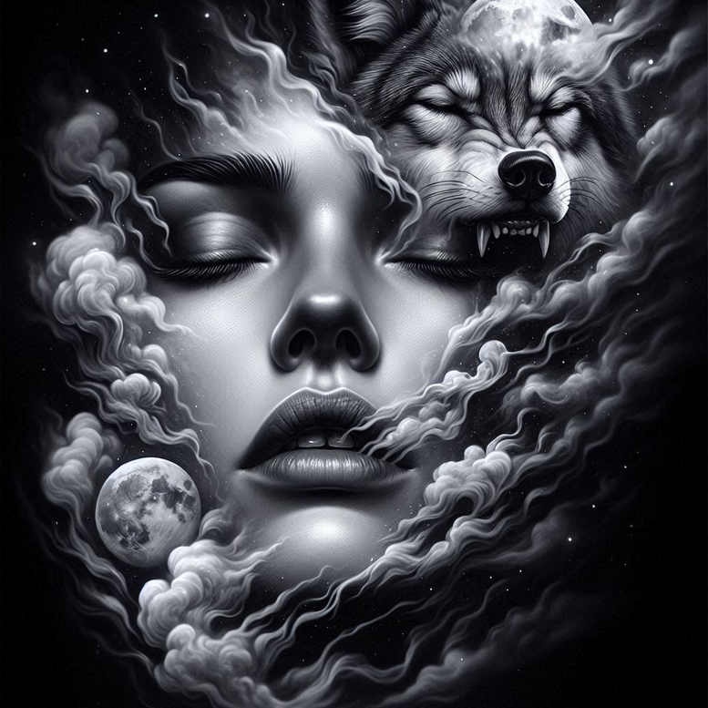 face-with-nose – tattoo design ideas free ai generated – surrealism-phantom-shadows – for-upper-arm – Gallery: faces-inkby-ai