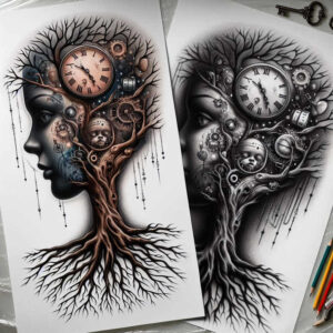 faces – tattoo design ideas free ai generated – neotraditional-artistic-contrast – for-back-shoulder – Gallery: faces-inkby-ai