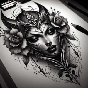 faces – tattoo design ideas free ai generated – neotraditional-color-blending – for-full-back – Gallery: faces-inkby-ai