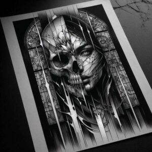 faces – tattoo design ideas free ai generated – neotraditional-layered-shading – for-sternum – Gallery: faces-inkby-ai
