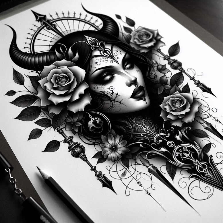 faces – tattoo design ideas free ai generated – surrealism-distorted-reality – for-ribs – Gallery: faces-inkby-ai