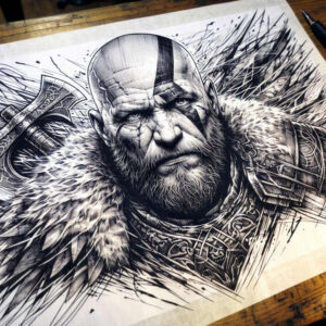 feathered-face – tattoo design ideas free ai generated – neotraditional-fine-detail – for-arm – Gallery: faces-inkby-ai