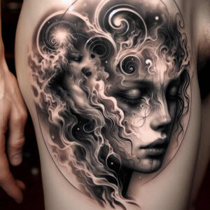 female-face – tattoo design ideas free ai generated – realism-depth-of-field – for-chest – Gallery: faces-inkby-ai