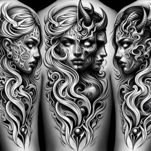 floral-face – tattoo design ideas free ai generated – realism-naturalistic – for-back-shoulder – Gallery: faces-inkby-ai