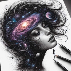 floral-face – tattoo design ideas free ai generated – surrealism-fluid-motion – for-wrist – Gallery: faces-inkby-ai