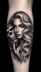 floral-face – tattoo design ideas free ai generated – surrealism-morphic – for-upper-back – Gallery: faces-inkby-ai