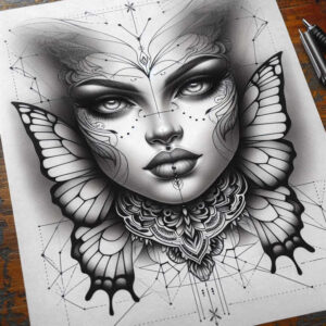 for-women – tattoo design ideas free ai generated – neotraditional-subtle-tone – for-stomach – Gallery: faces-inkby-ai
