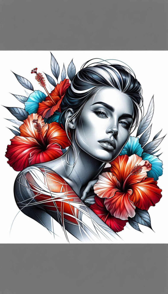 for-women – tattoo design ideas free ai generated – realism-perfect-proportions – for-lower-thigh – Gallery: faces-inkby-ai