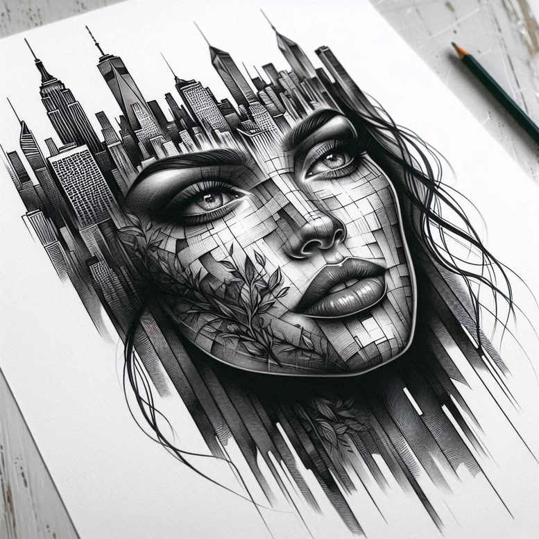 frontal-face – tattoo design ideas free ai generated – realism-realistic-movement – for-sternum – Gallery: faces-inkby-ai