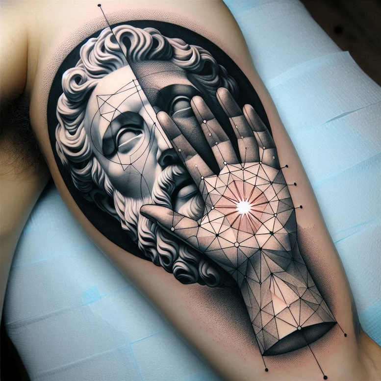 frontal-face – tattoo design ideas free ai generated – realism-realistic-shadowing – for-scapula – Gallery: faces-inkby-ai