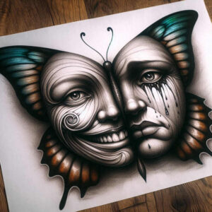 geometric-face – tattoo design ideas free ai generated – realism-living-skin – for-foot – Gallery: faces-inkby-ai