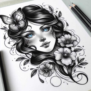 geometric-face – tattoo design ideas free ai generated – realism-soft-highlights – for-palm – Gallery: faces-inkby-ai