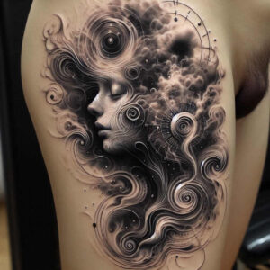 geometric-face – tattoo design ideas free ai generated – realism-true-rendering – for-collarbone – Gallery: faces-inkby-ai