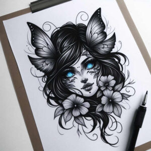illuminated-face – tattoo design ideas free ai generated – realism-high-fidelity – for-ribs – Gallery: faces-inkby-ai