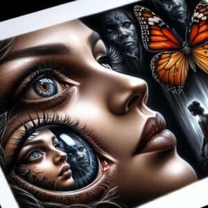 illuminated-face – tattoo design ideas free ai generated – realism-realistic-shadowing – for-elbow – Gallery: faces-inkby-ai