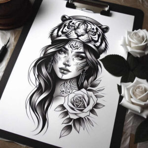 illuminated-face – tattoo design ideas free ai generated – surrealism-hallucinatory – for-scapula – Gallery: faces-inkby-ai