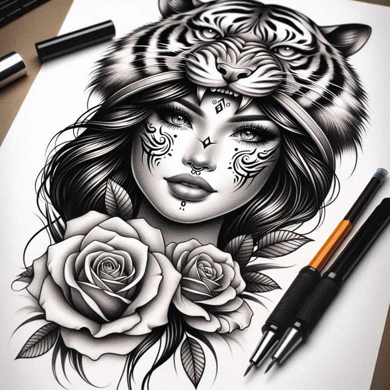 illuminated-face – tattoo design ideas free ai generated – surrealism-mysterious – for-back-shoulder – Gallery: faces-inkby-ai