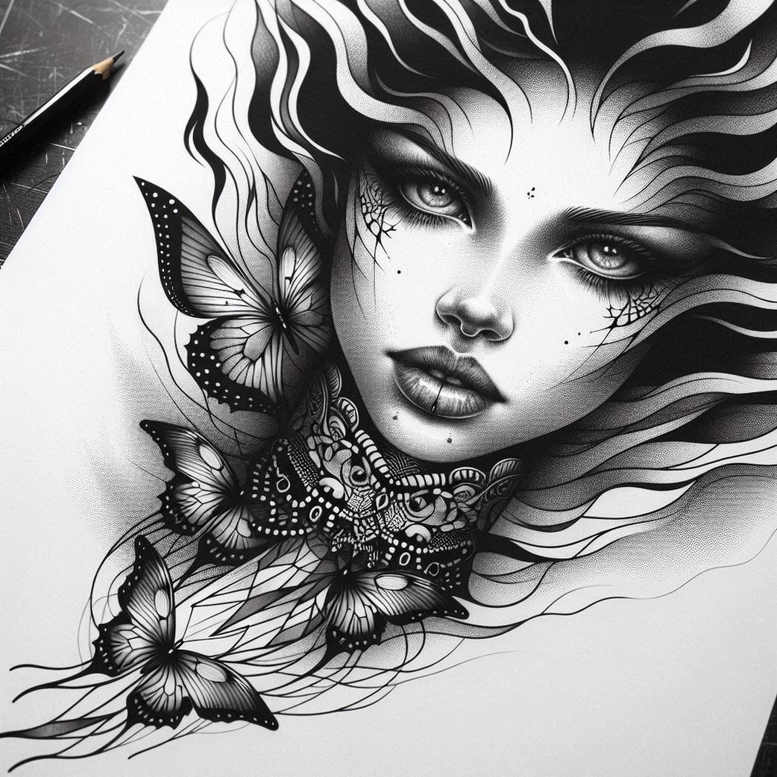 male-face – tattoo design ideas free ai generated – neotraditional-sharp-edges – for-calf – Gallery: faces-inkby-ai